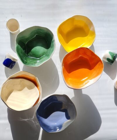 colorful porcelain soup bowls