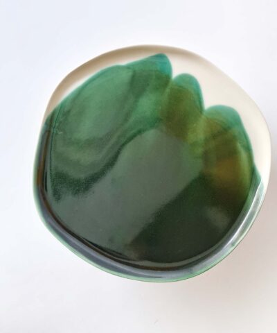 handmade ceramic plate forest green