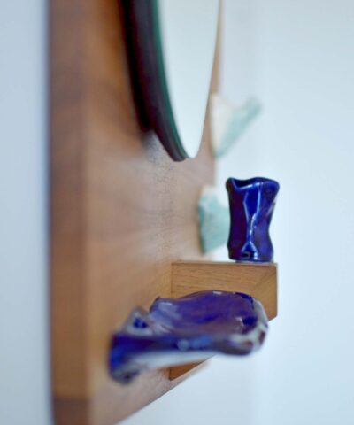 walnut wood and porcelain mirror