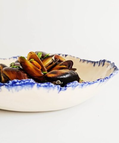 PORCELAIN BOWL with blue rim