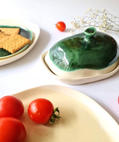 BUTTER DISH forest green