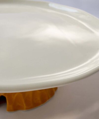 handmade porcelain cake stand, white and orange