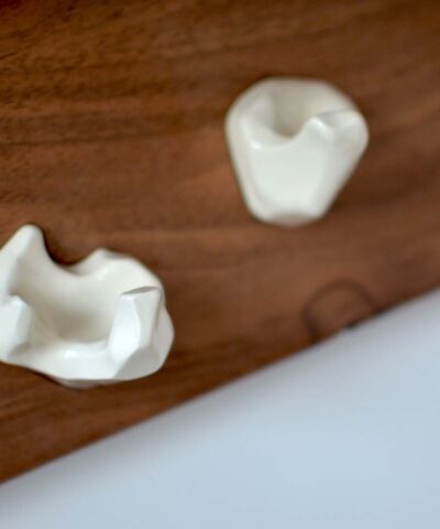walnut wood and porcelain hanger