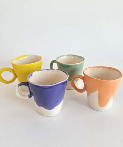 colorful mugs set