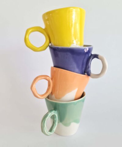 colorful mugs set