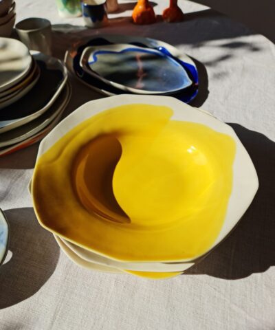 porcelain deep plate yellow