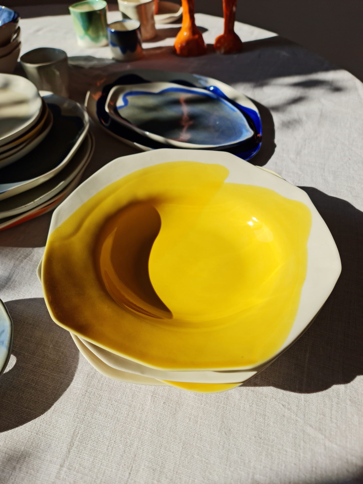 porcelain deep plate yellow