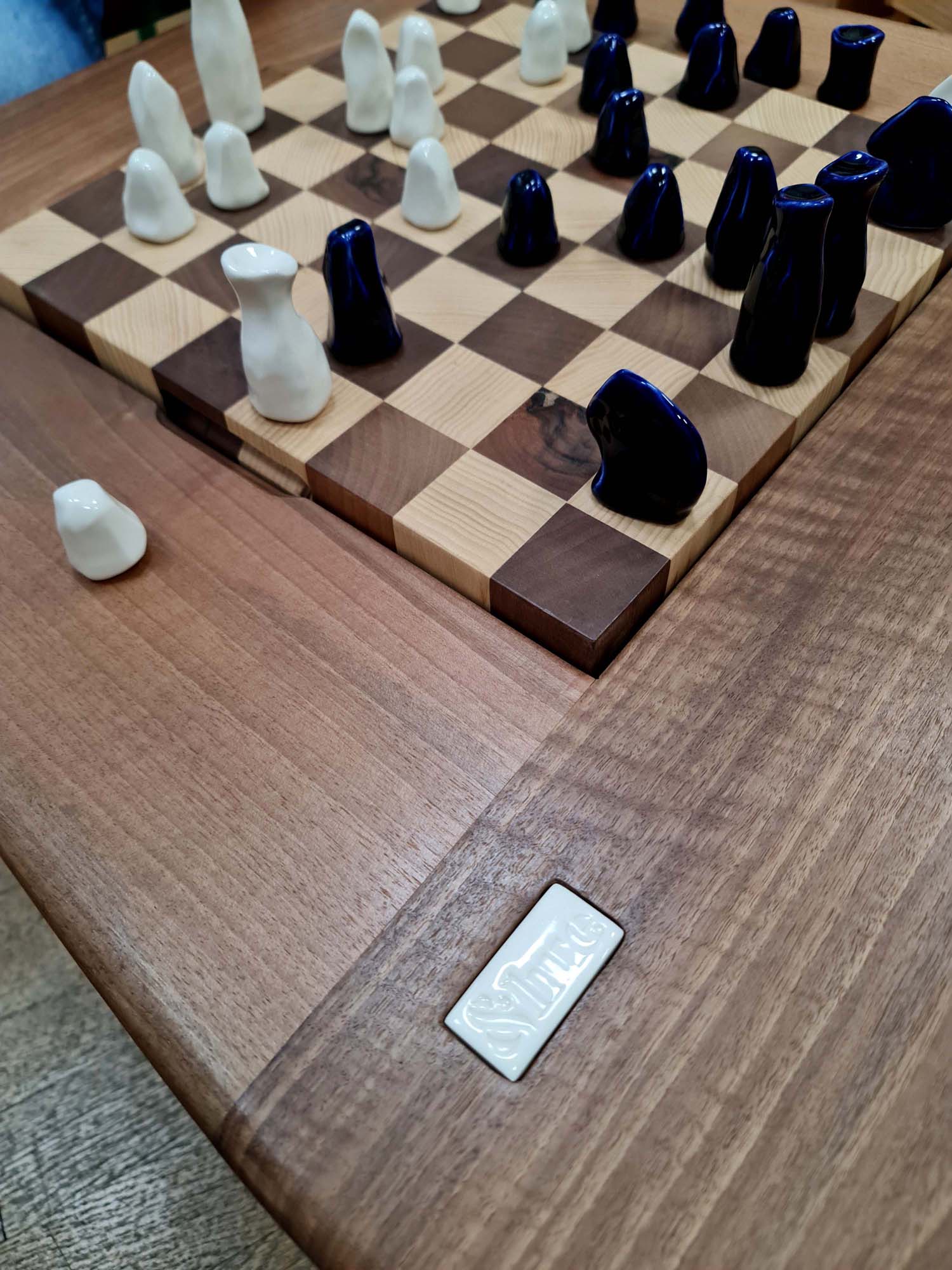 wood and porcelain chess