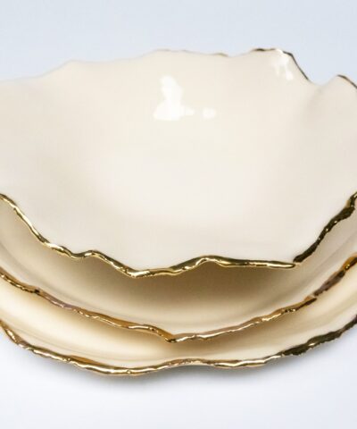 white and gold luxurious dinnerware set