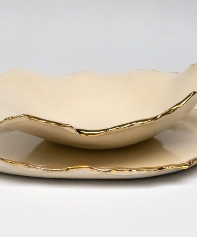 white and gold luxurious dinnerware set