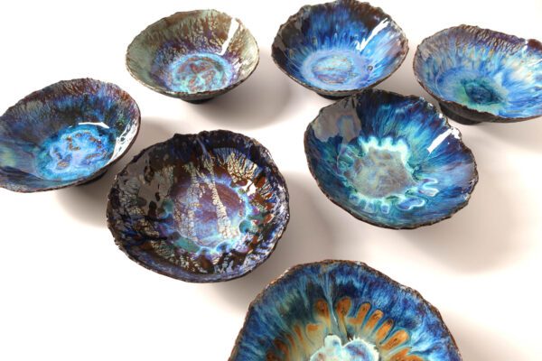 ocean creatures - bruno verjus unique cosmic bowl, running glazes, stunning design, amazing design