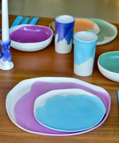 color porcelain plates set
