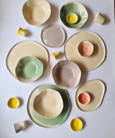 handmade colorful porcelain dinnerware organic forms