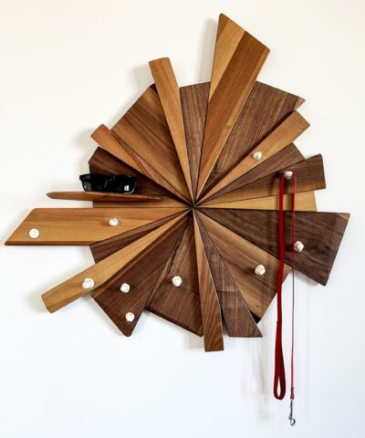 walnut wood and porcelain coat tack