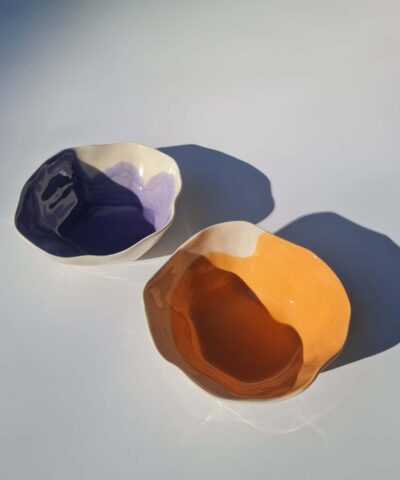 lavender and peach soup bowls