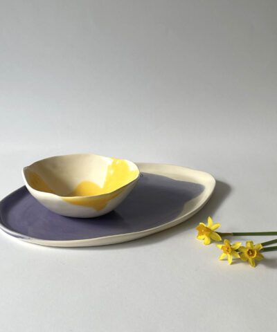 LAVENDER PLATTER with a dipping bowl