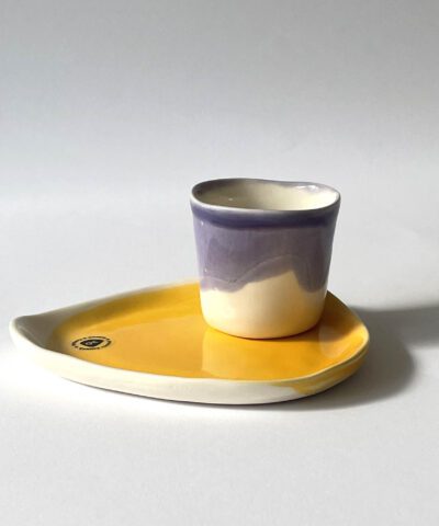 80 ml lavender cup set with a plate