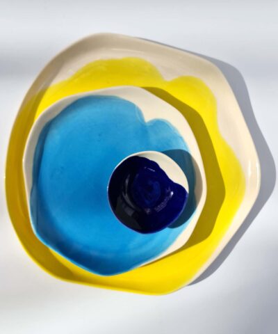 porcelain plates in bright colors
