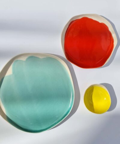 porcelain plates in bright colors