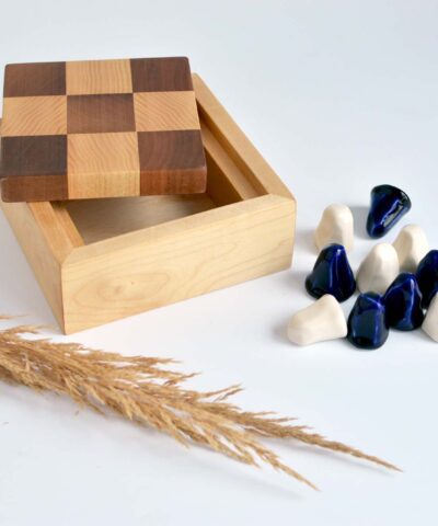 handmade tic-tac-toe wood and porcelain